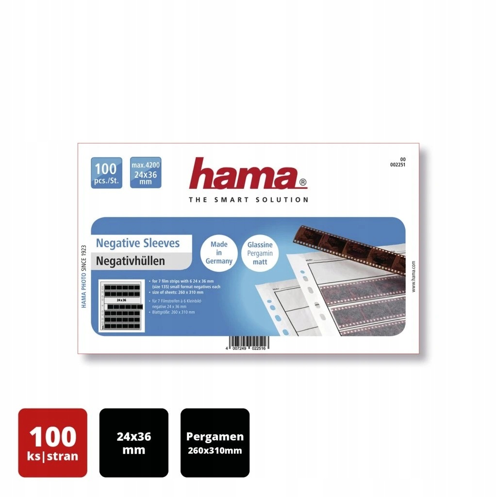 Hama Negative Sleeves 24x36mm 100ks 260x310mm pergamen