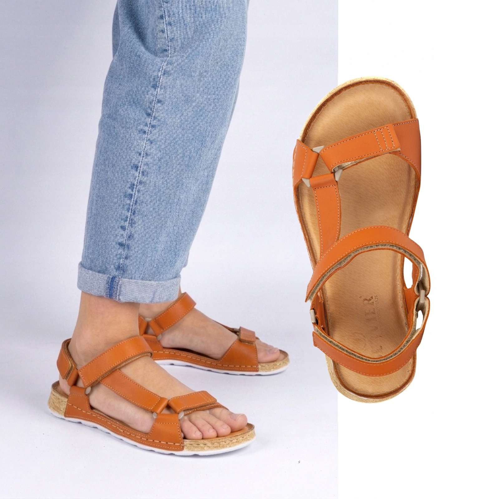 Dámské barefoot-friendly sandály Kallia kožené oranžové 36
