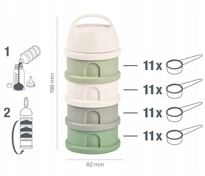 POJEMNIKI NA MLEKO W PROSZKU 4 KOMORY BEABA 440 ml Kod producenta 911711