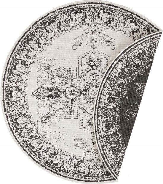 Koberec okrúhly čierny s plochým tkaním, Bordon 140 cm