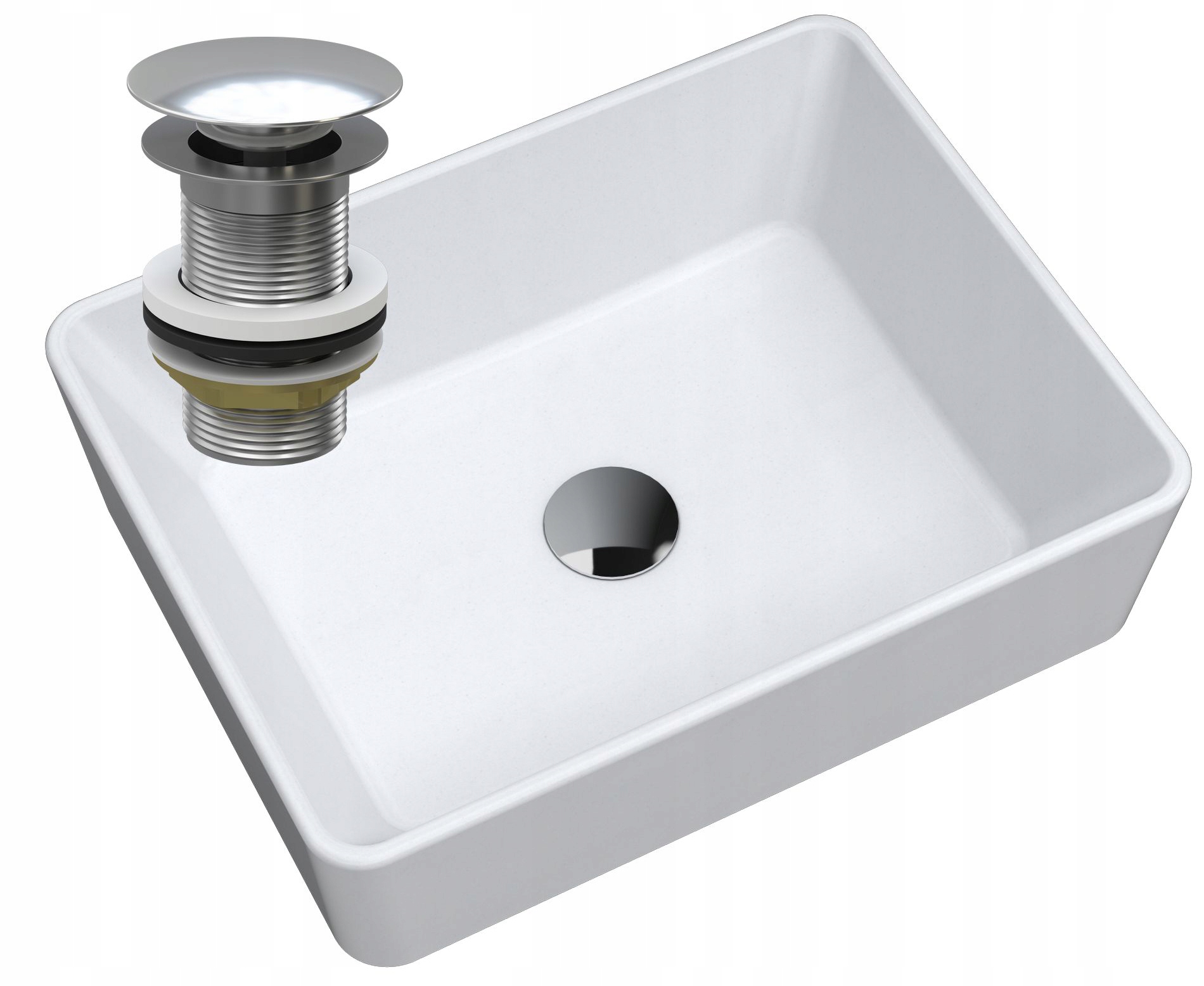 Granitová Umývadlová Doska, Biela Zátka, Chróm