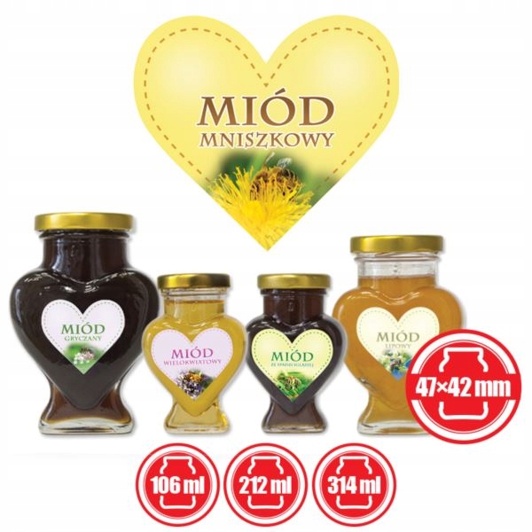 

Etykiety serduszka 50 szt na miód mniszkowy