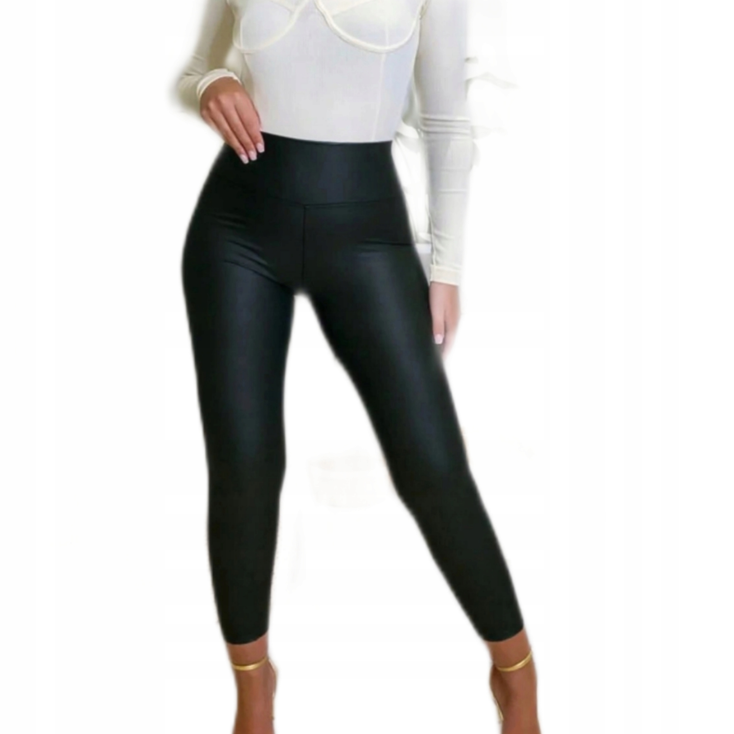 

Woskowane eko skórzane legginsy push up