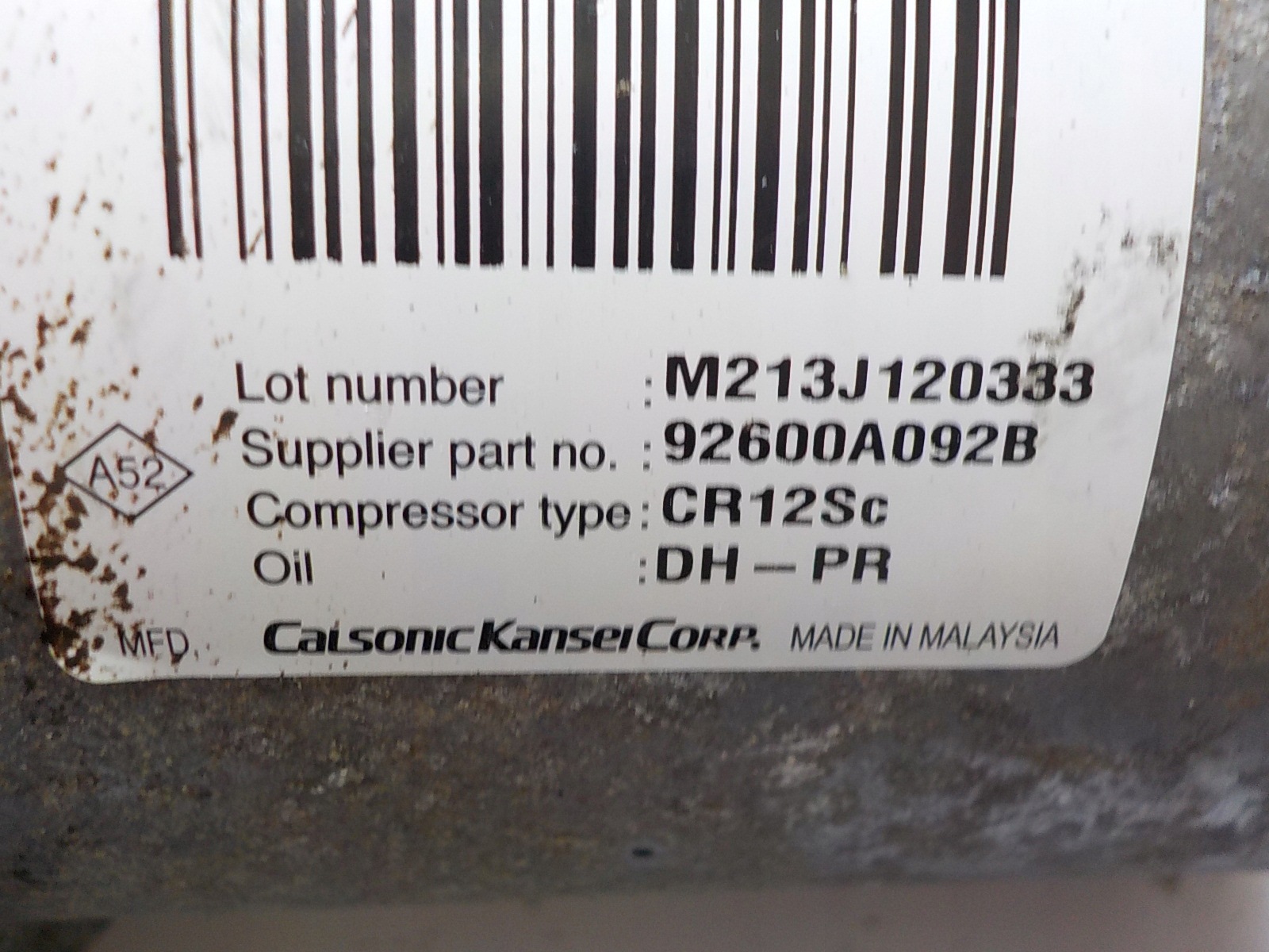 DACIA LOGAN II 1.5 DCI ORG kompresor pumpa klimatizaci 92600A092B