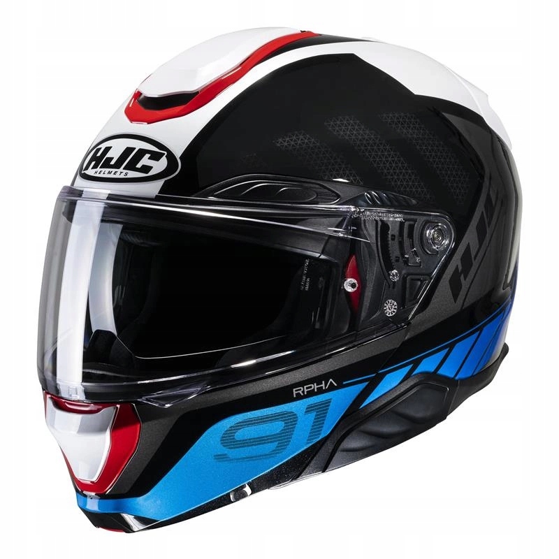 Čeľusťová prilba Hjc Rpha 91 Rafino White/blue/red modrá červená Darčeky