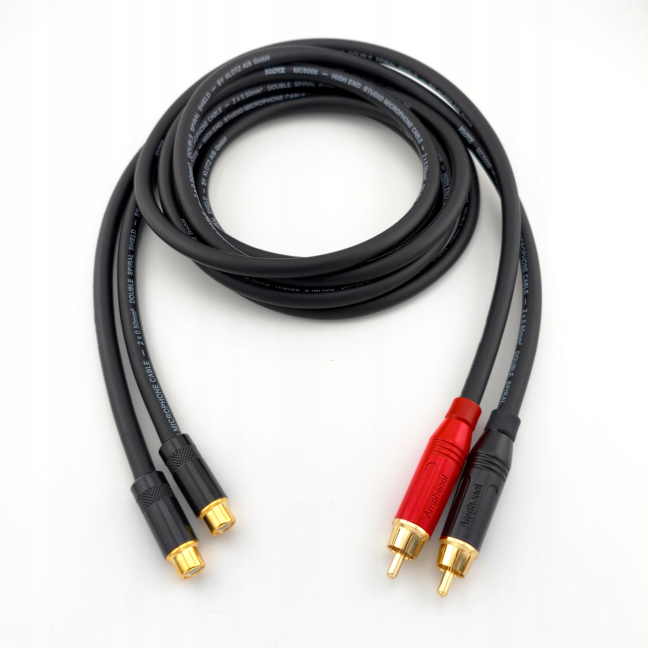 Kabel przedłużacz Rca-rca ręcznie wykonany para Klotz MC5000 dł. 1m