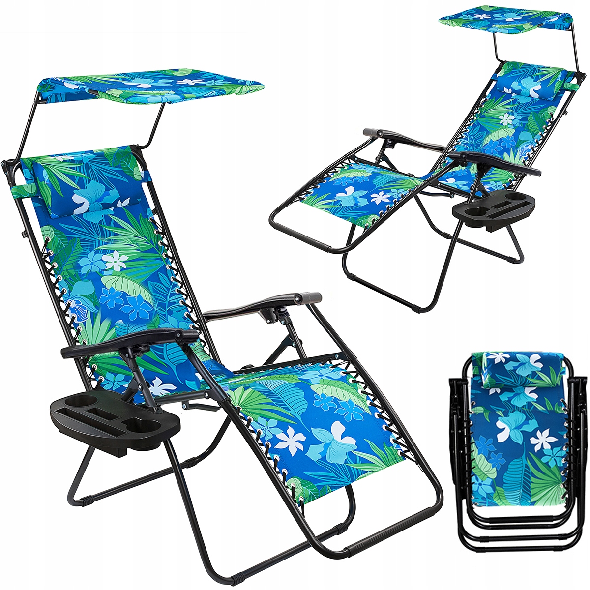 Z Daszkiem Leżak Składany Zero Gravity Plażowy 2W1 Fotel Ogrodowy