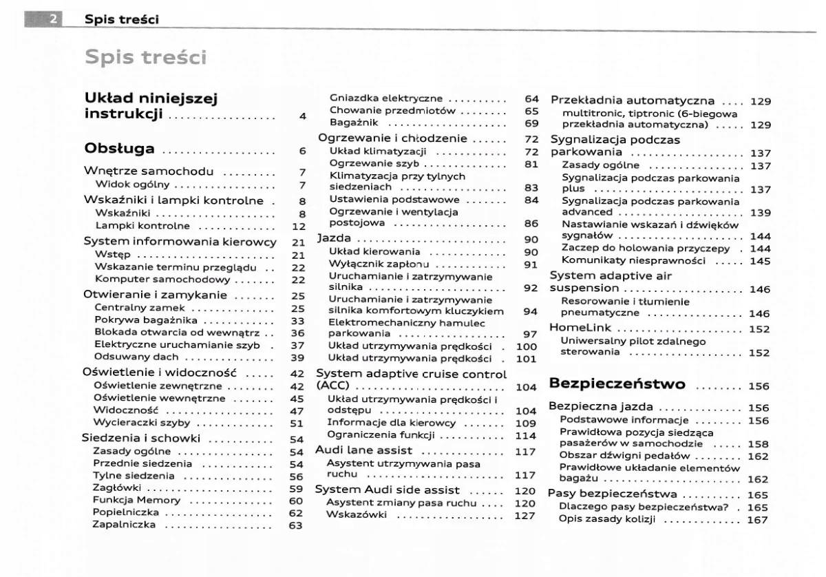 Audi A8 D3 2006 - 2009 Instrukcja Obsługi Tematyka Samochody osobowe