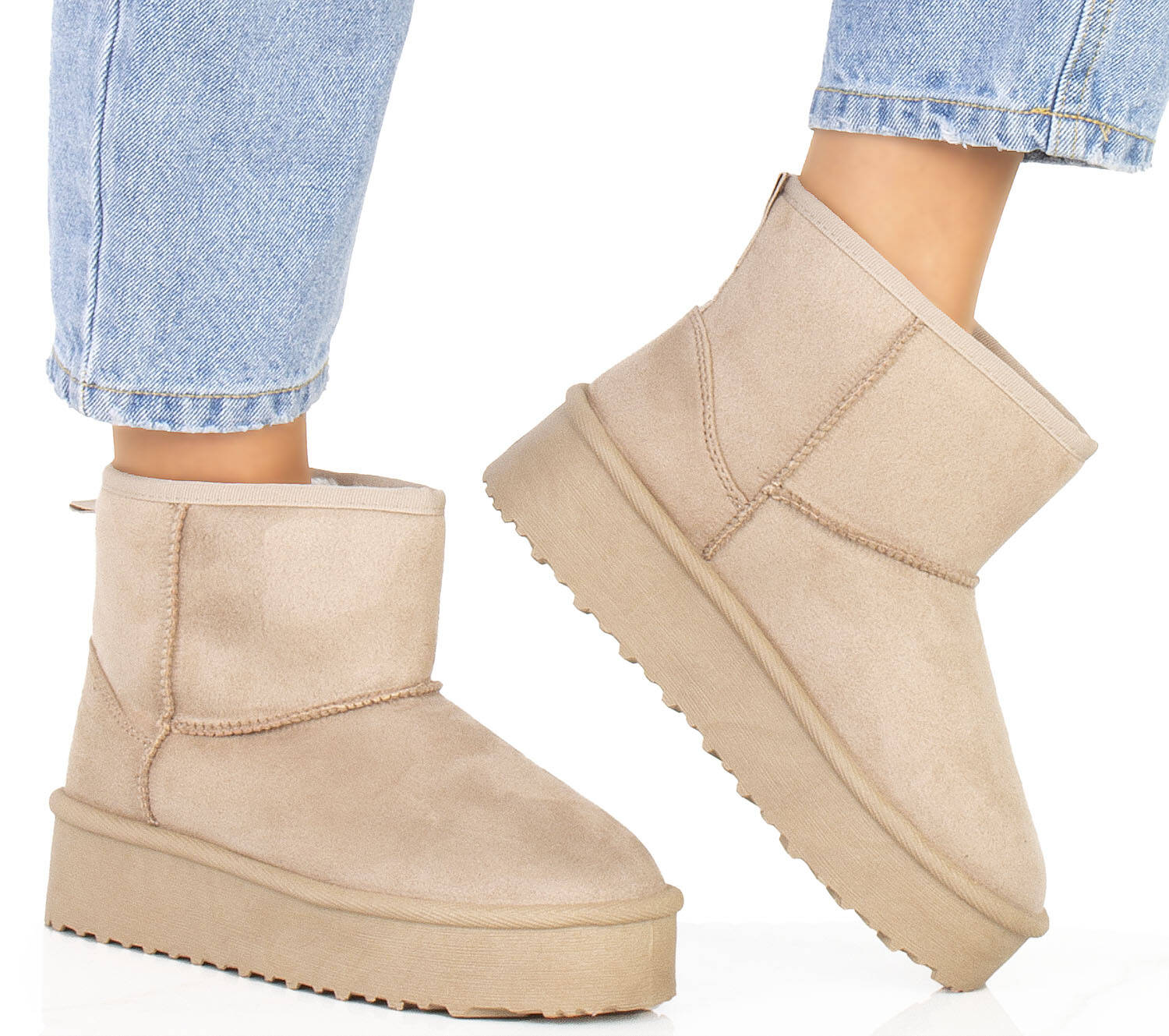 ŚNIEGOWCE BEŻOWE OCIEPLANE BOTKI PLATFORMA 41