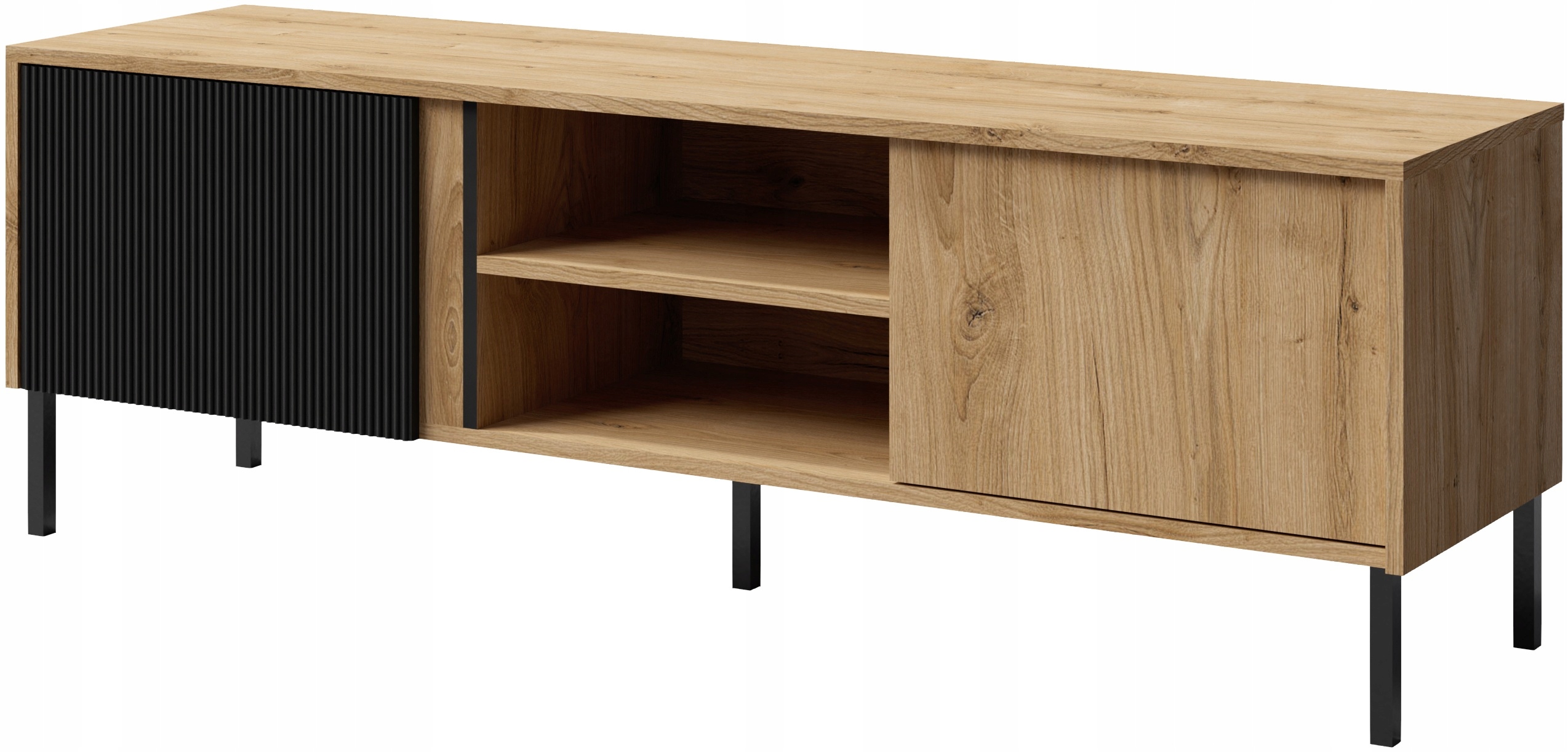 Szafka RTV MIA 6, Stolik RTV 150cm Dąb Odwieczny / Czarny