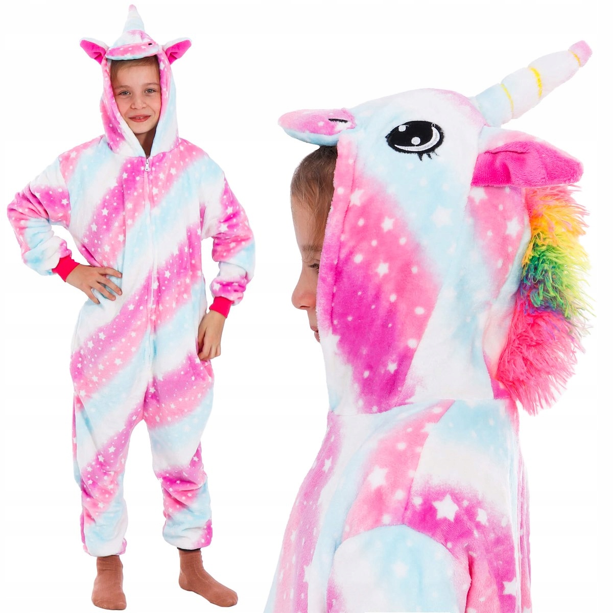 

Jednorożec Kigurumi Piżama Dziecko Onesu 120-130