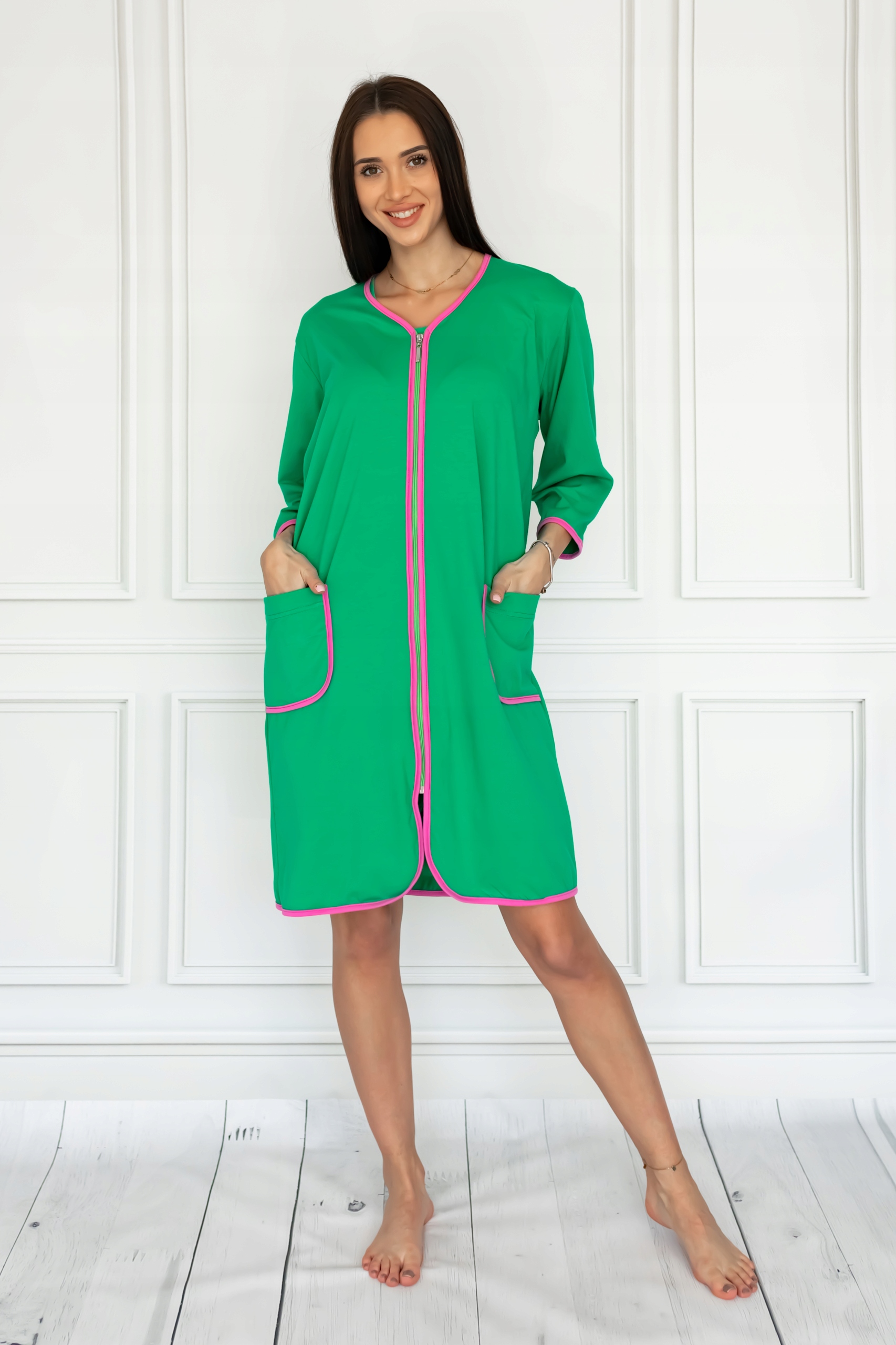 Dámský Župan Kuba 260 3/4 Rukáv Zelený 5XL