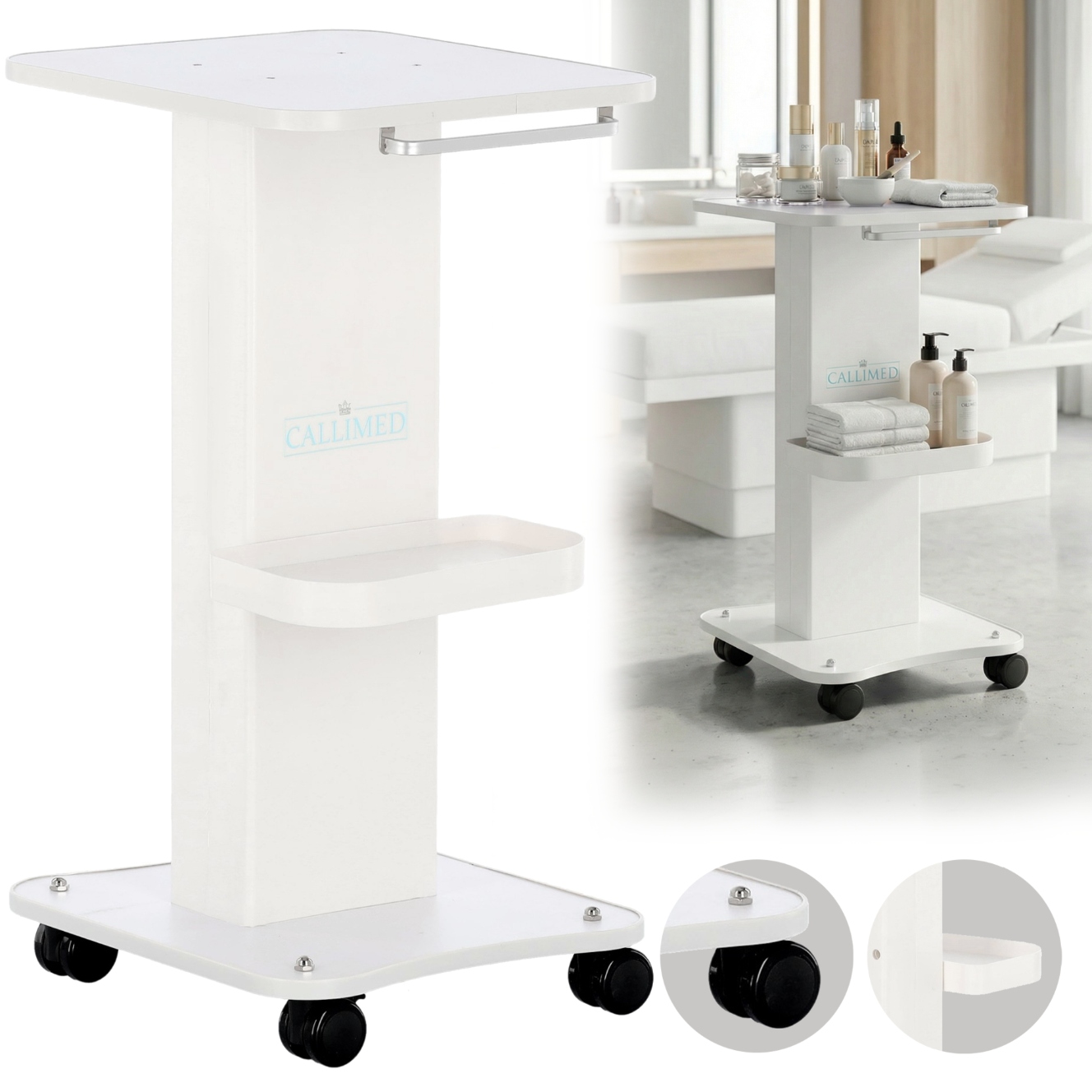 Kosmetický stolek pod kosmetické zařízení, mobilní pomocník, Spa kočárek