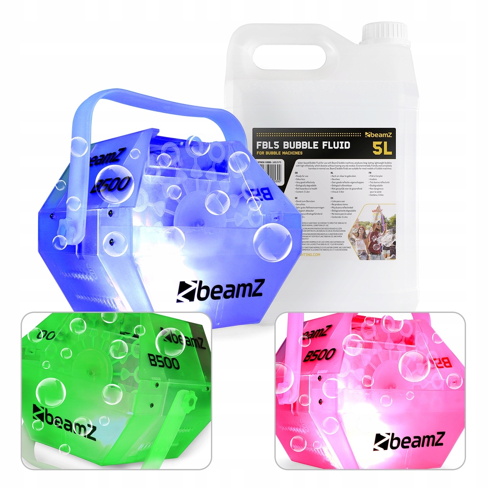 

Maszyna do baniek mydlanych Led RGB+płyn 5L zestaw