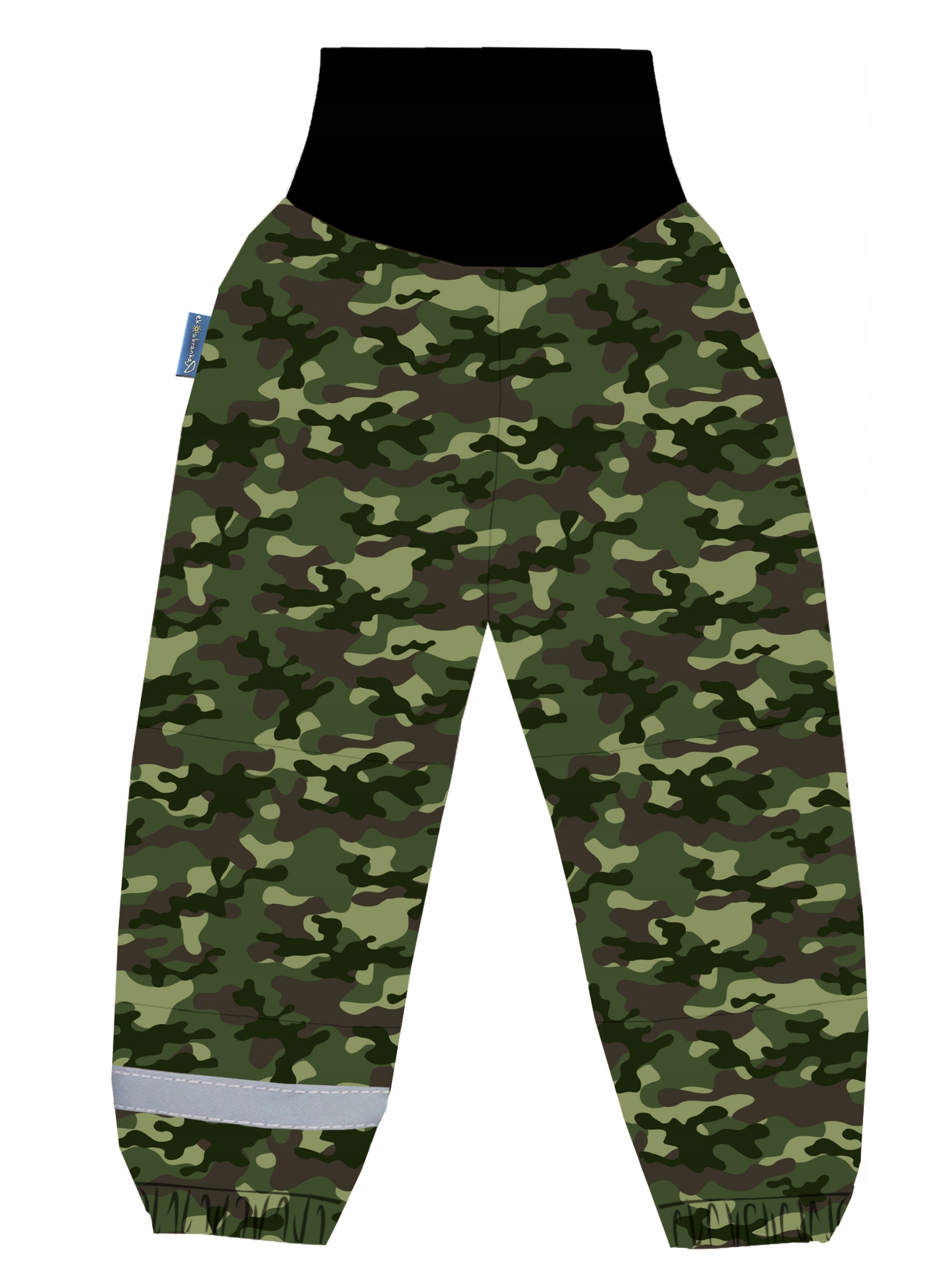 PRZECIWDESZCZOWE SPODNIE chłopięce softshell PODWINIĘCIE military, moro 110 Marka ekoubranka