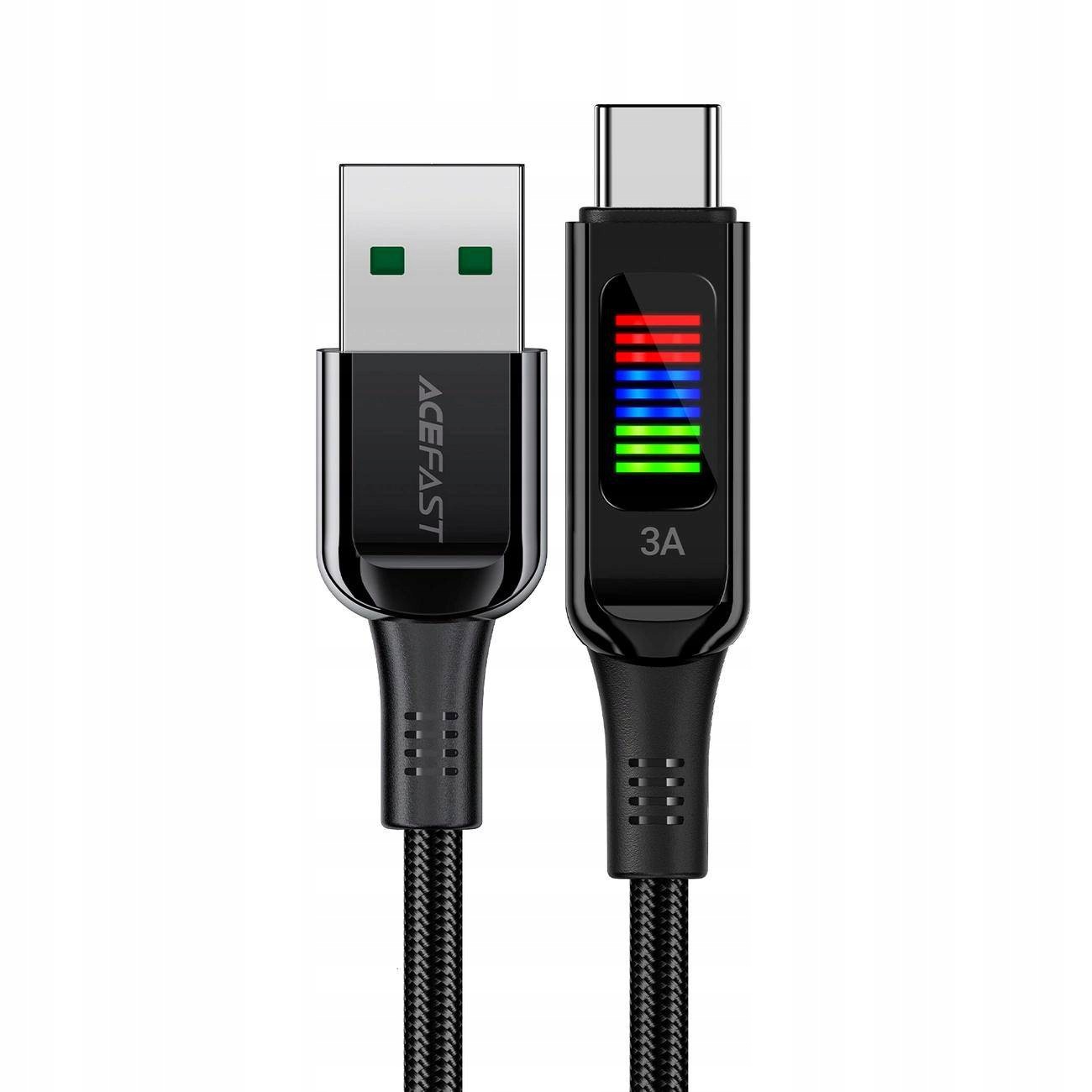 Kabel Acefast C7-04 Usb-A Usb-C 60W 1.2M Z Wyświetlaczem Czarny