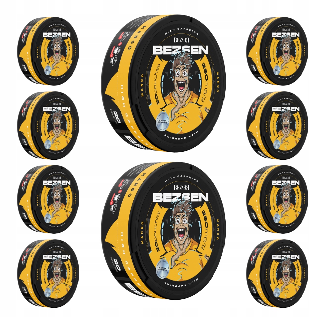 Woreczki z Kofeiną Bez Cukru Bezzer Bezsen 250mg Kofeiny Mango