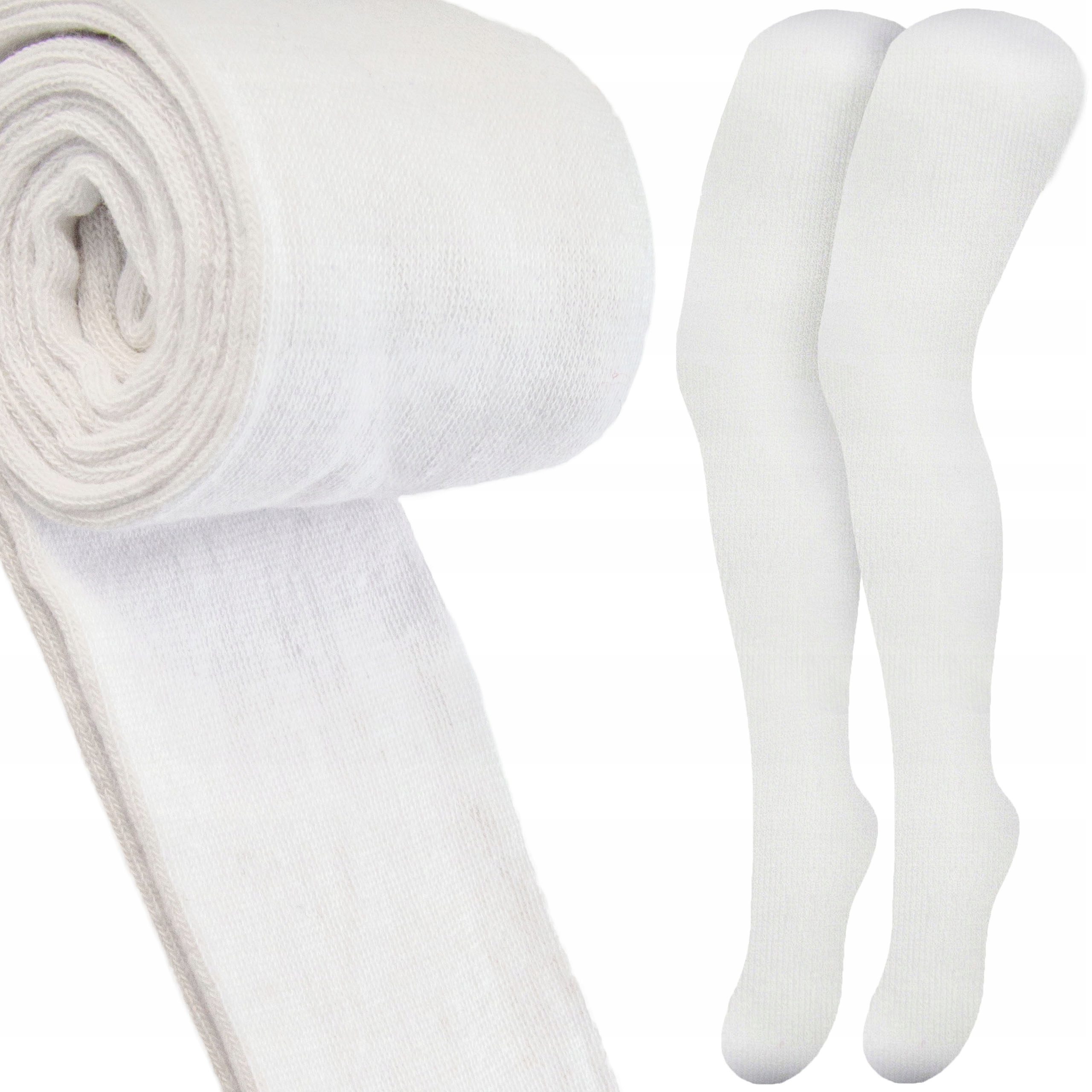 Rajstopy rajtuzy rajstopki DZIECIĘCE unisex bawełniane - białe 140 146