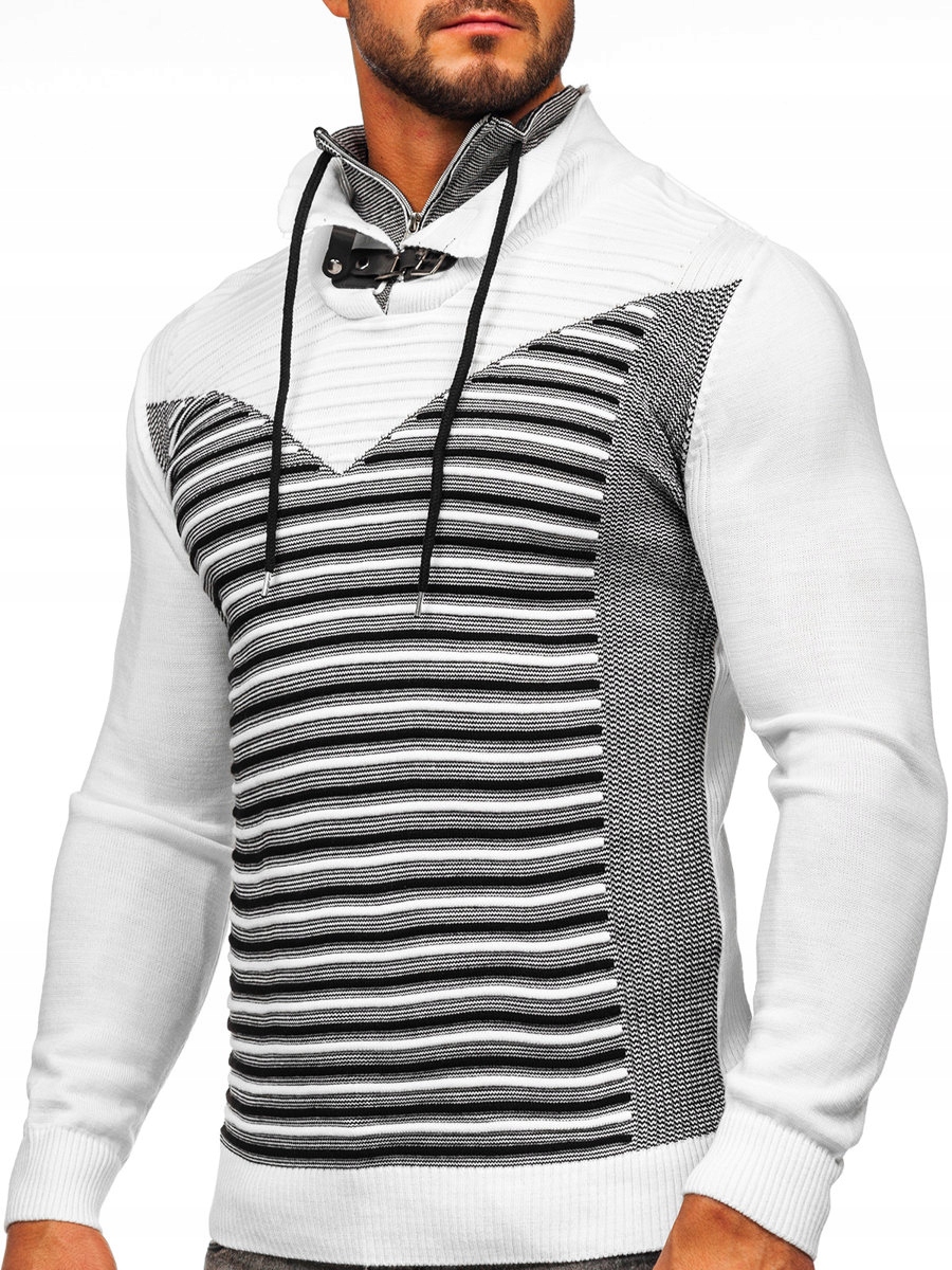 

Sweter Męski Ze Stójką Biały 1008 DENLEY_2XL