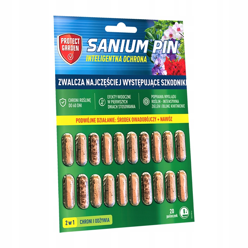 

Pałeczki Sanium Pin 2W1 Owadobójcze+nawóz 60 dni