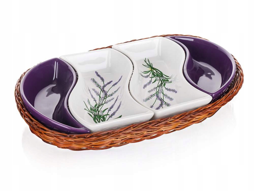 

Salaterki Miseczki 4szt w koszyku Lavender na dipy