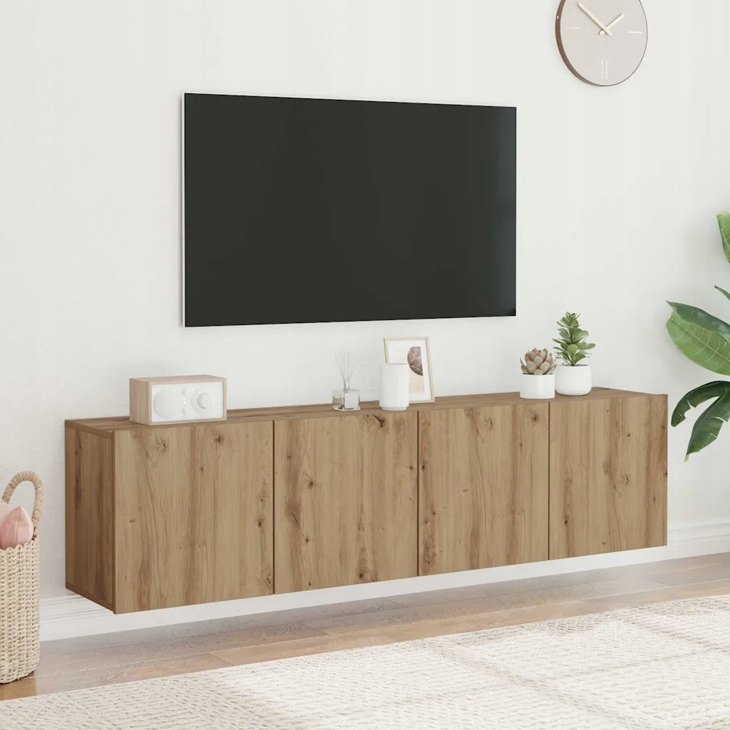 Tv skříňky nástěnné 2 ks dub artisan 80 x 30 x 41 cm Hnědá 857669