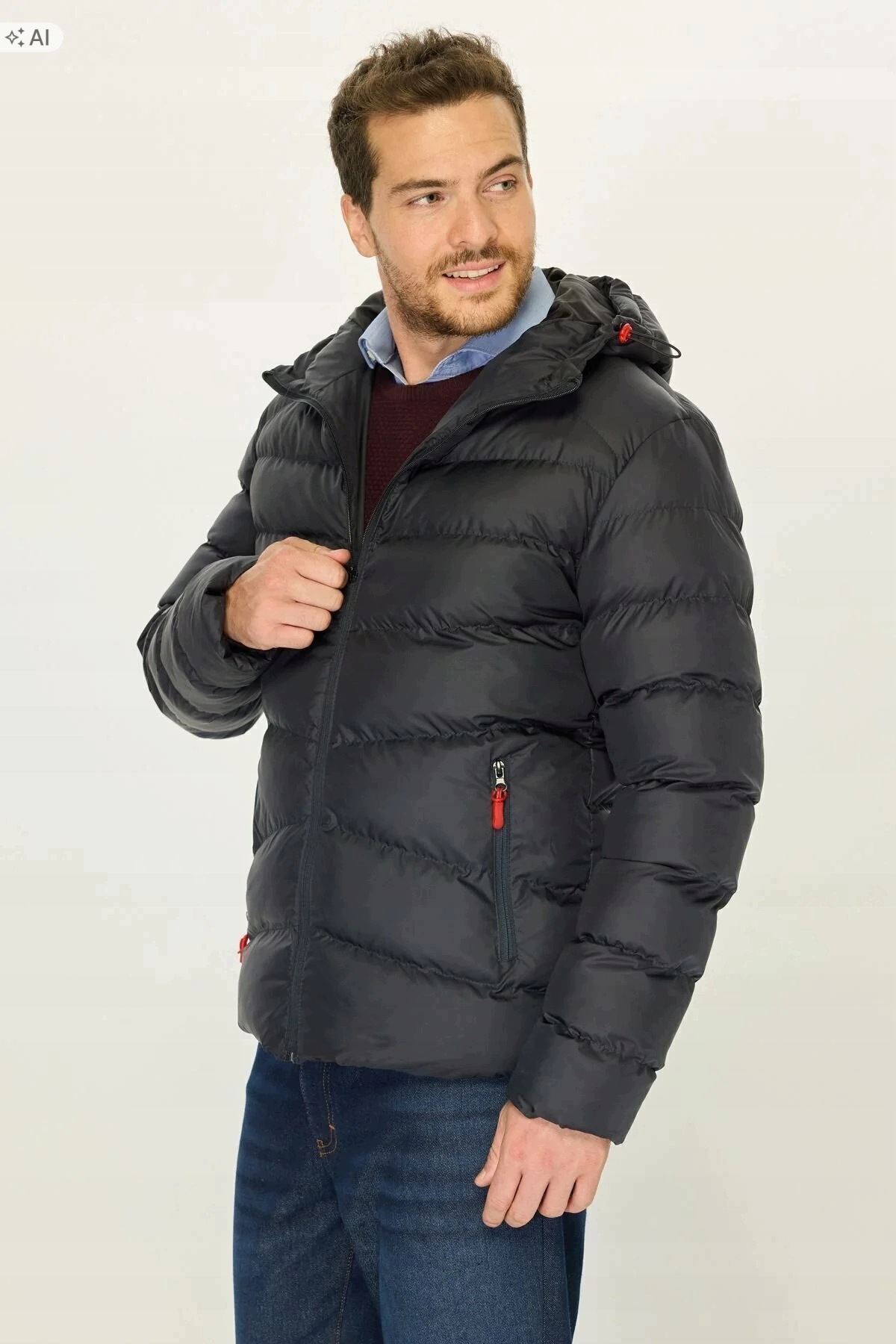 Černá Prošívaná Pánská Bunda S Kapucí Sportovní 3XL 5IA