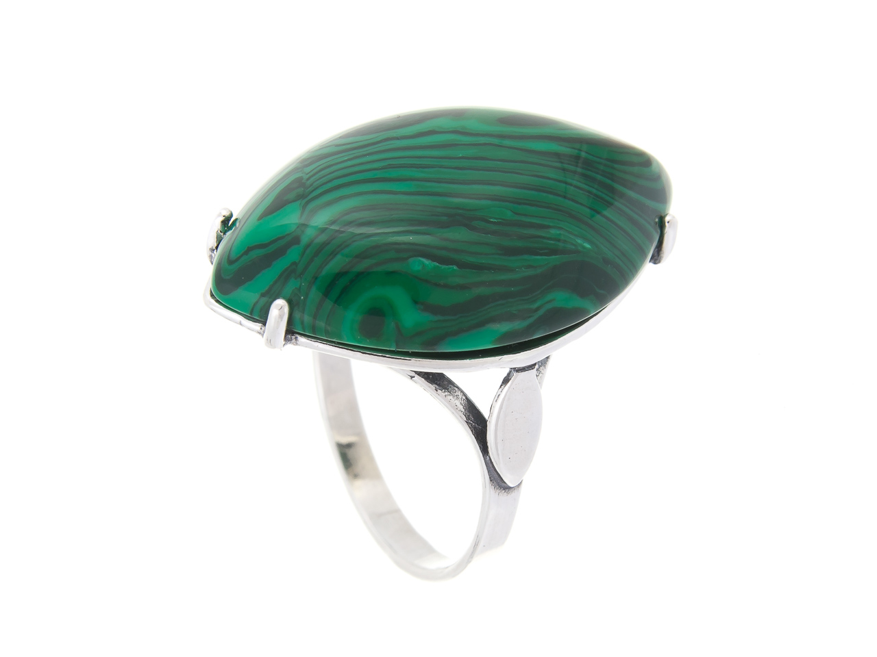 Stříbrný Prstýnek Malachit Vel Velký Kámen