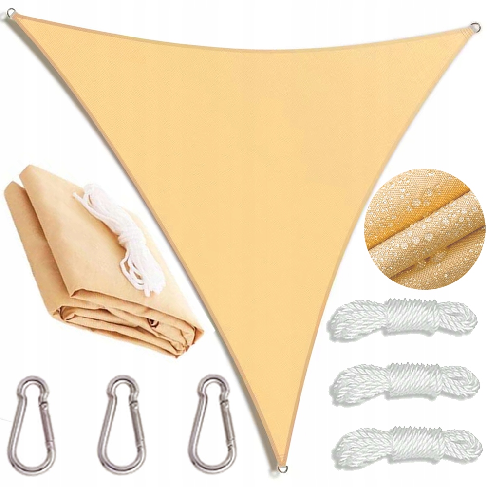 Żagiel Przeciwsłoneczny Wodoodporny Ogrodowy Trójkątny Taras Balkon 4x4m