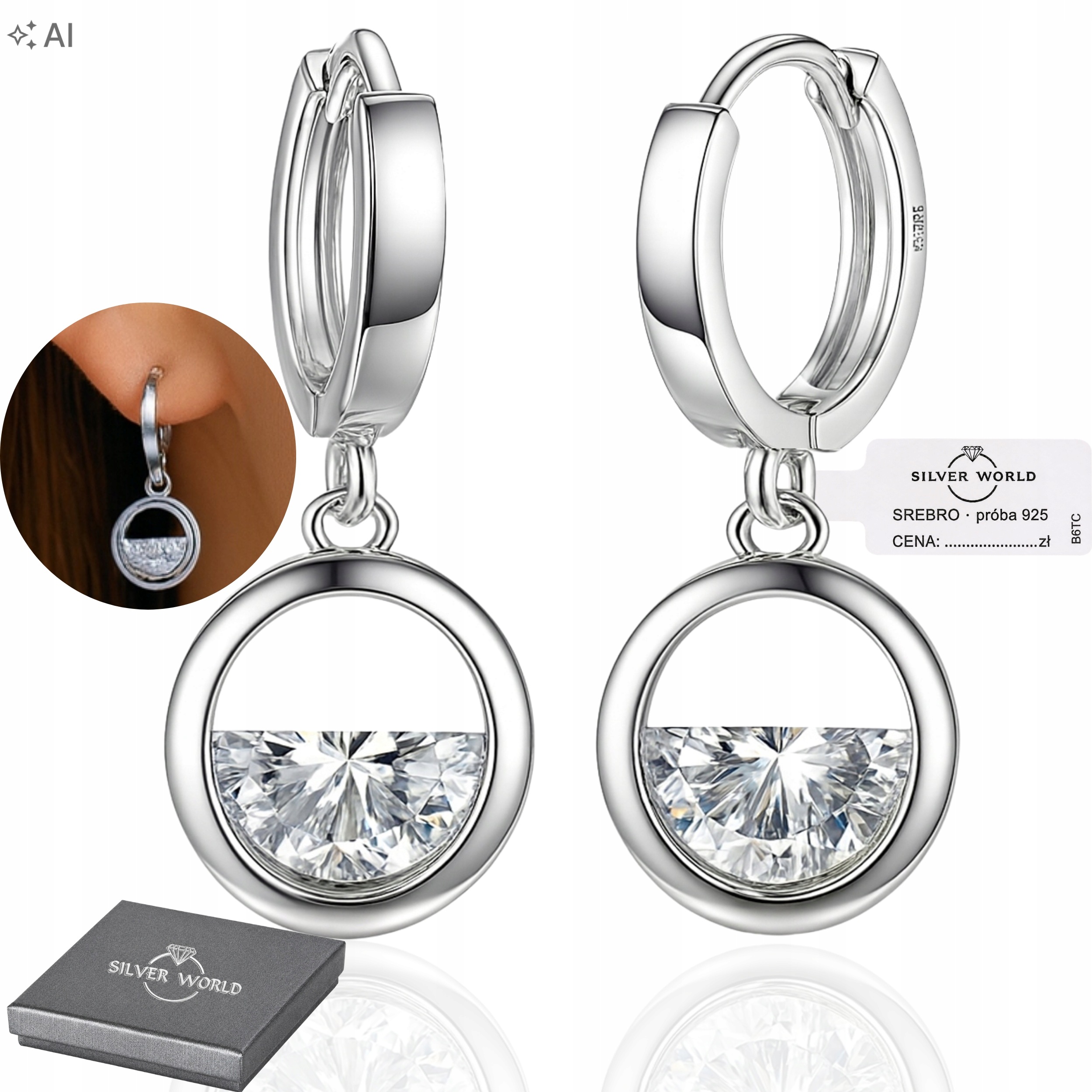 Stříbrné Náušnice Závěsné Anglické Zirkony Swarovski Jako Dárek Dárek