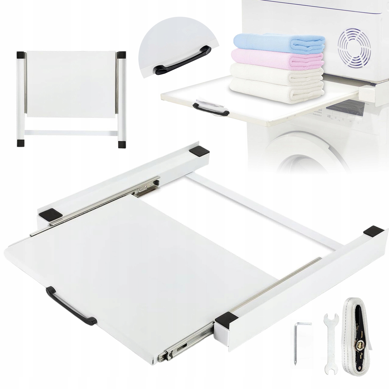 Łącznik Pralki Z Suszarką 60X54X7.5CM Półka Wyciągana 10KG Nośność Piękny