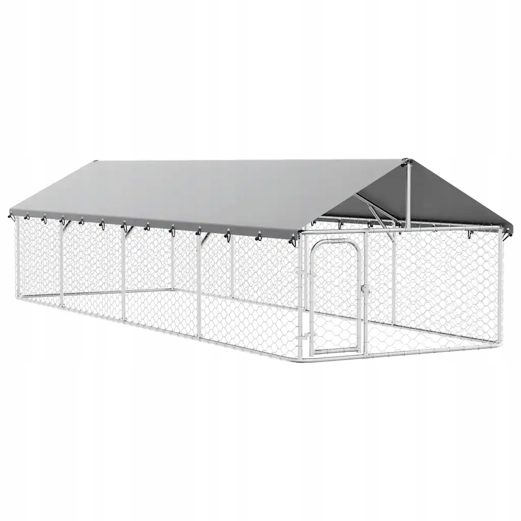 Kotec pro psa s krytem, ocel galvanizovaná, 600 x 200 x 150 cm