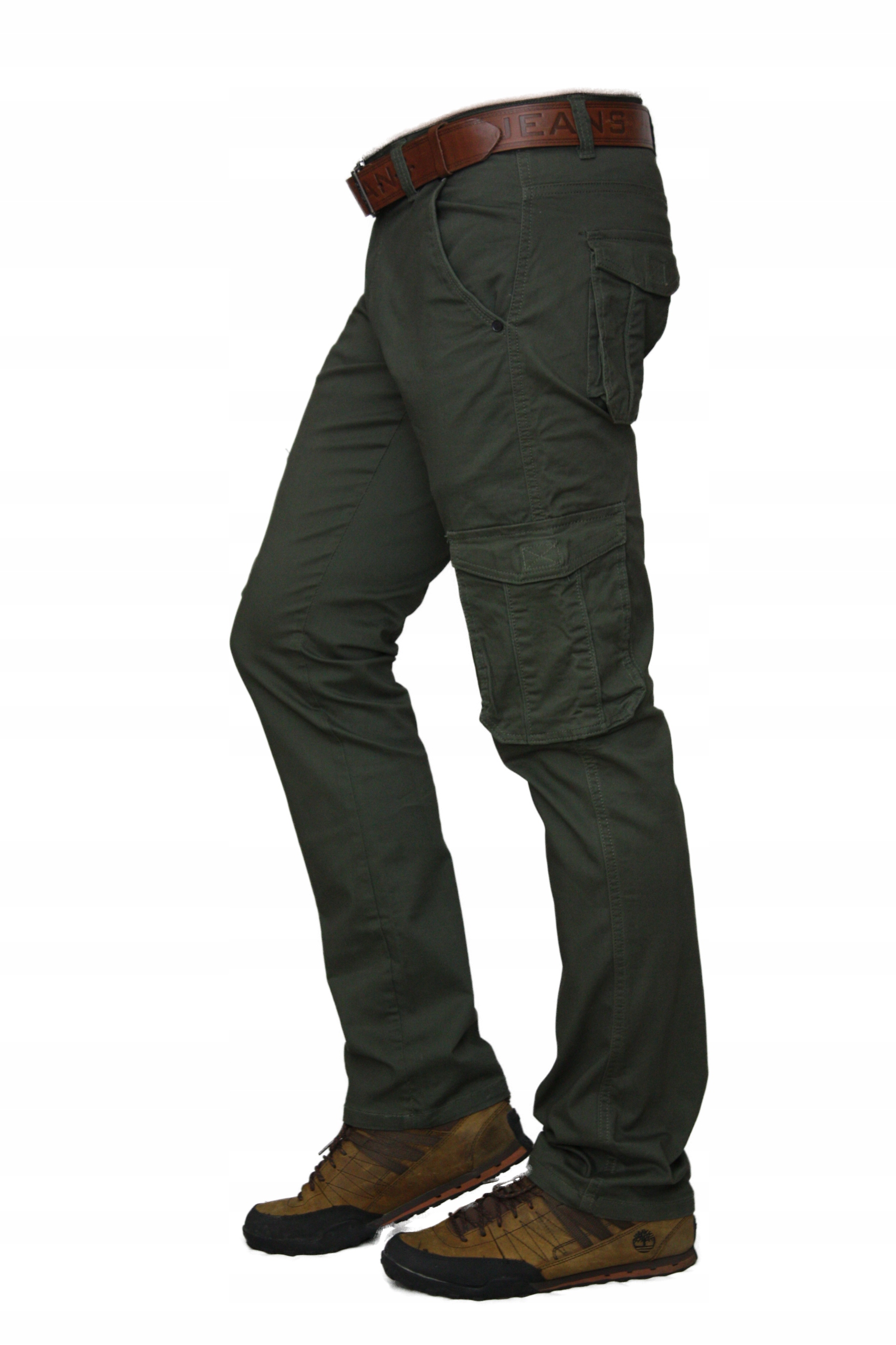 SPODNIE MĘSKIE BOJÓWKI KHAKI (oliwka) W40 L30 PAS 104-106 Długość nogawki długa