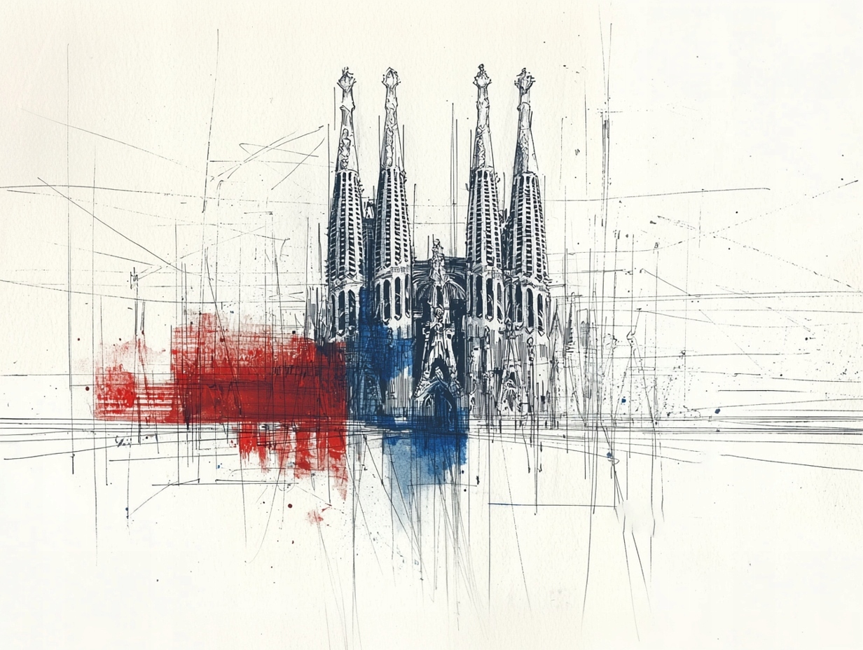 Obraz Na Plátně Canvas Barcelona Sagrada Familia Katedrála Skica 100x75
