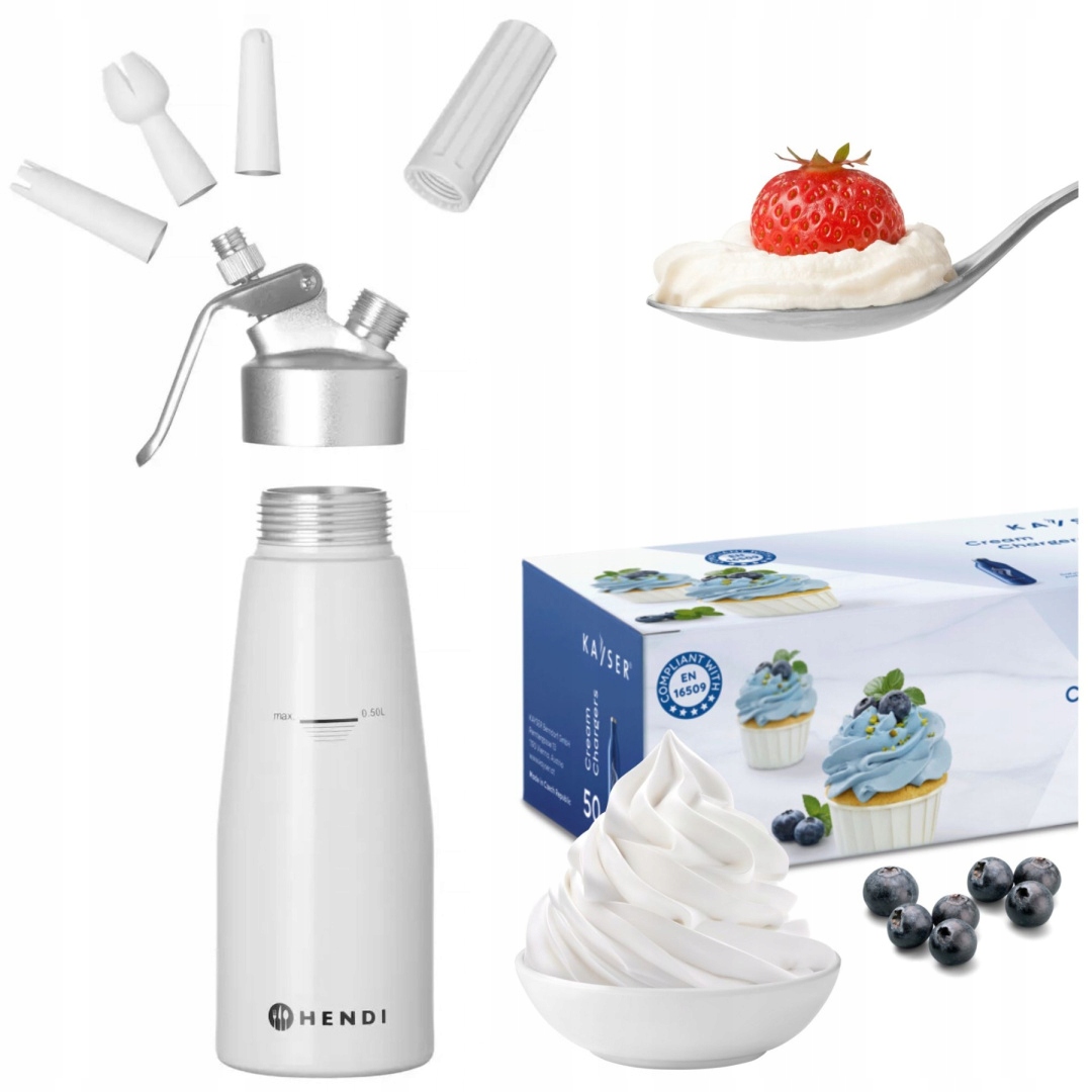 Sifon na šlehačku Hendi 0,5L 50 nábojů N2O sada