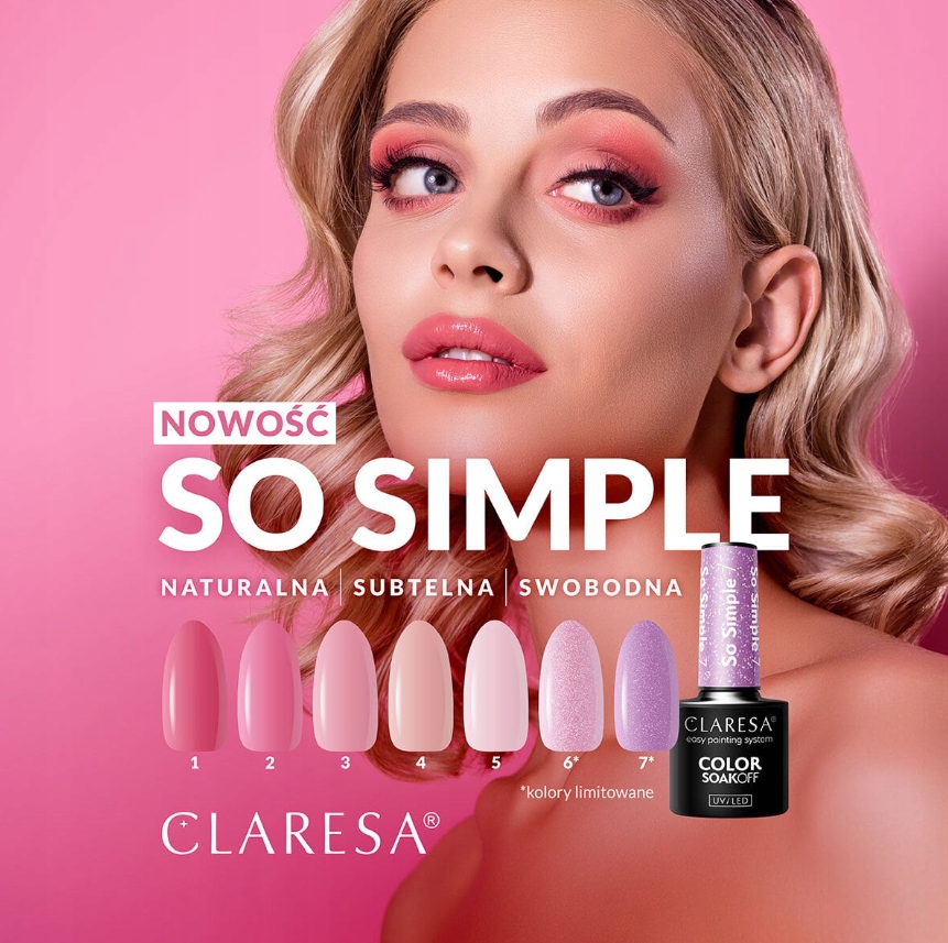 CLARESA LAKIER HYBRYDOWY UV/LED SO SIMPLE 5 Kolekcja So Simple