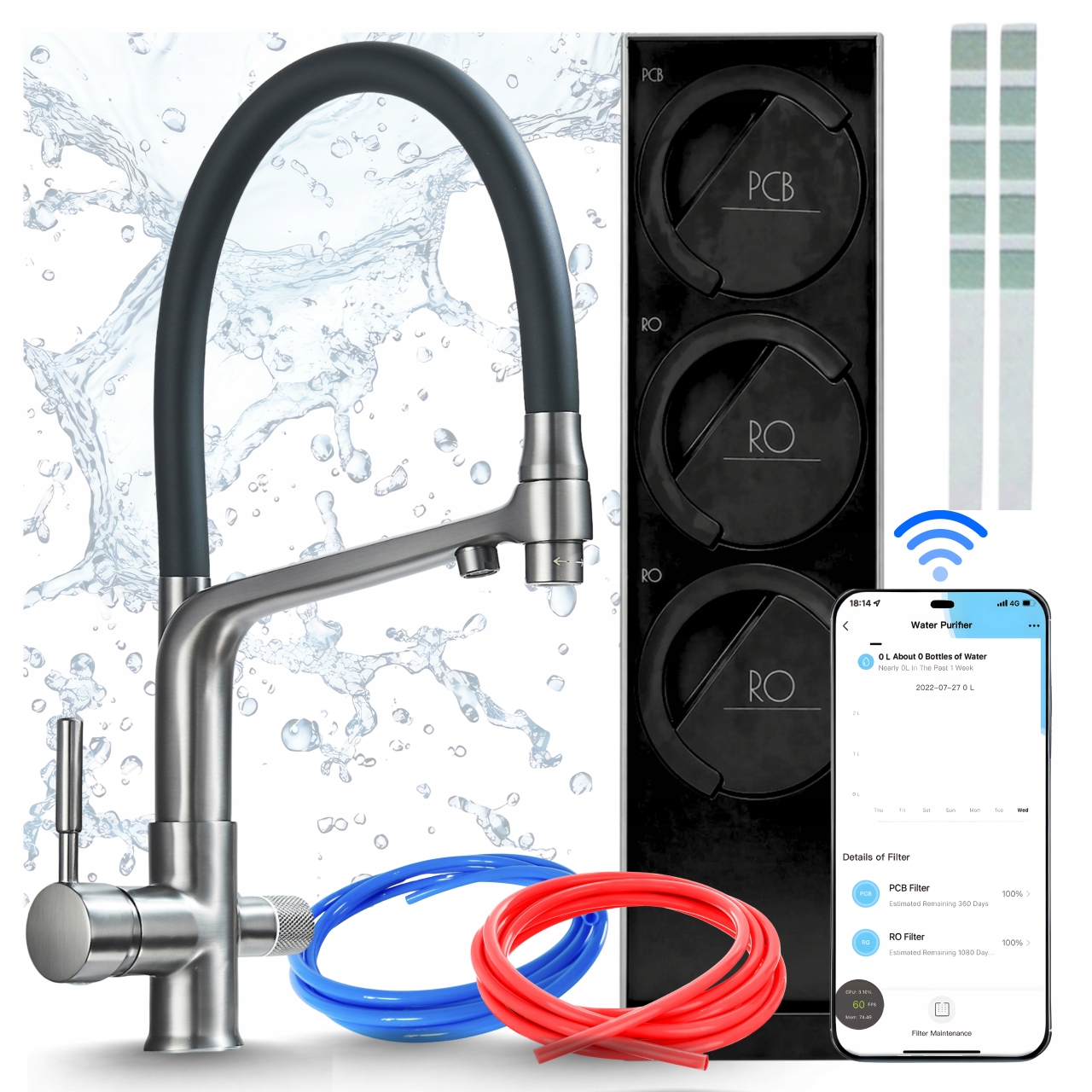 Domáci Systém Filtrovania Vody Midea 800GPD Smart A Kohútik Pre Filter Vody Pzh