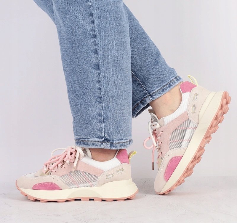 Różowe sneakersy damskie ze skóry naturalnej adidasy kolorowe Vinceza