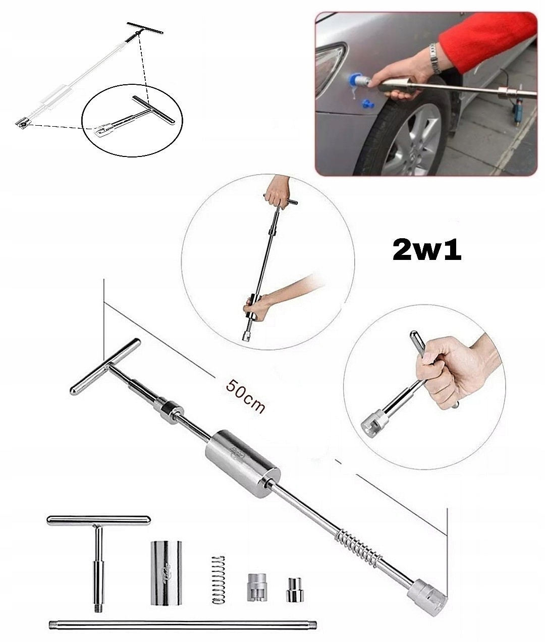 Zestaw Do Usuwania Wgniecen Puller PDR XXL Set Components Slide Hammer Sheet Metal Hammer Mallet Bridge Puller Adapters