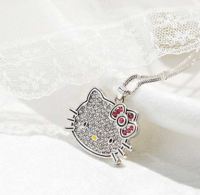 Naszyjnik Hello Kitty Fairy Goth Cyrkonie Y2K Okazja na co dzień