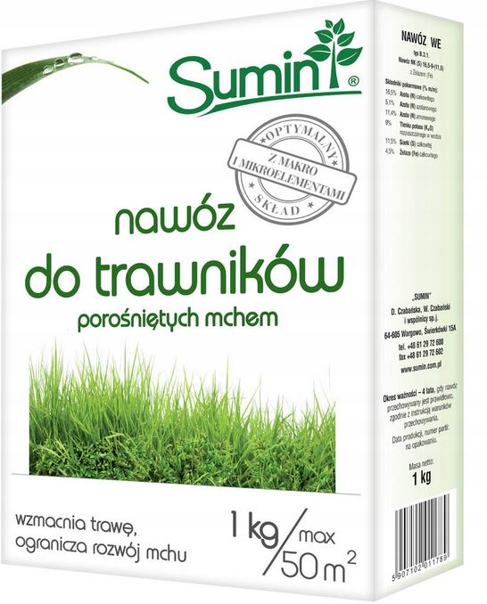 

Sumin Do Trawników Z Mchem 1KG Nawóz Trawy Na Mech