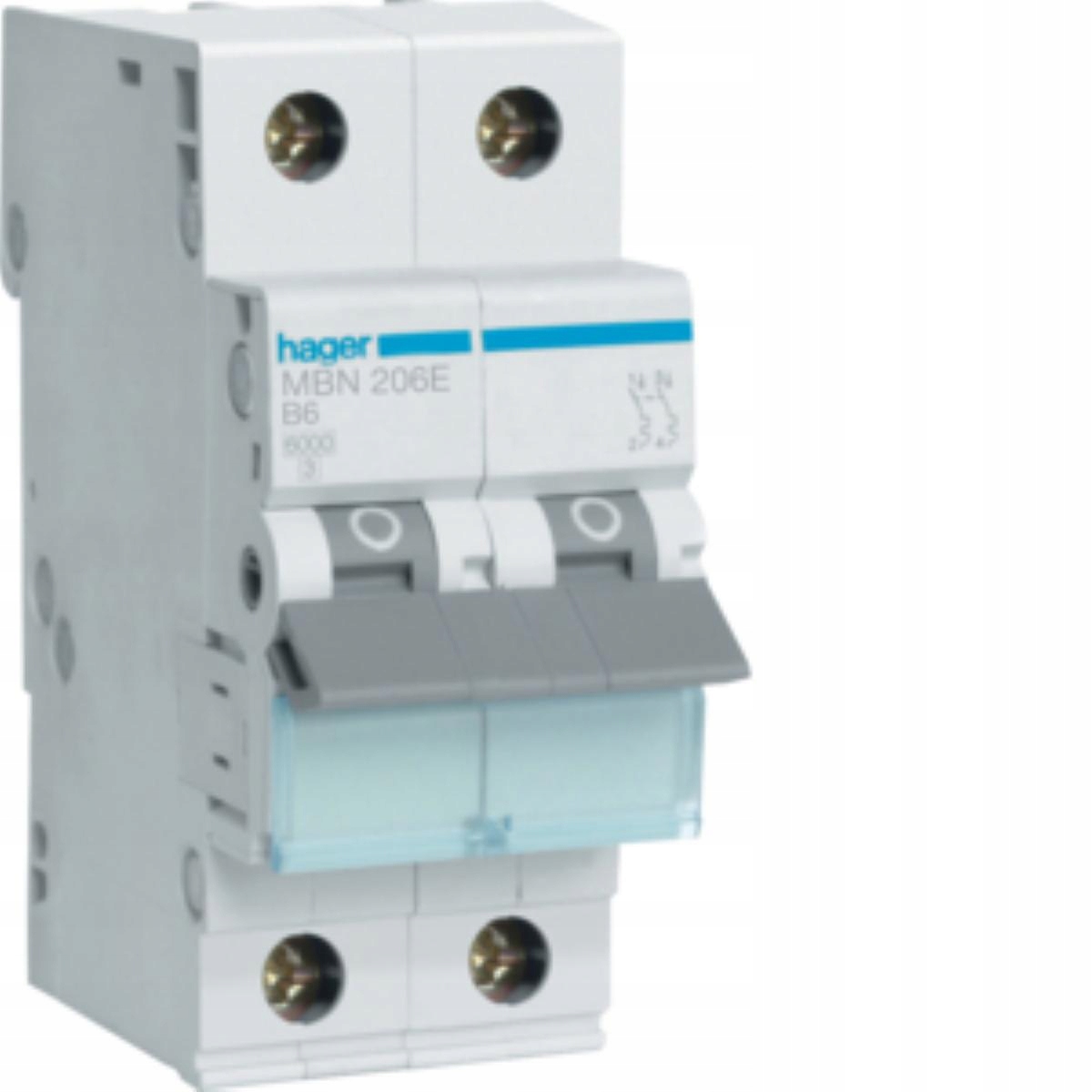 

Hager Mcb Wyłącznik nadprądowy 6kA 2P B6A MBN206E
