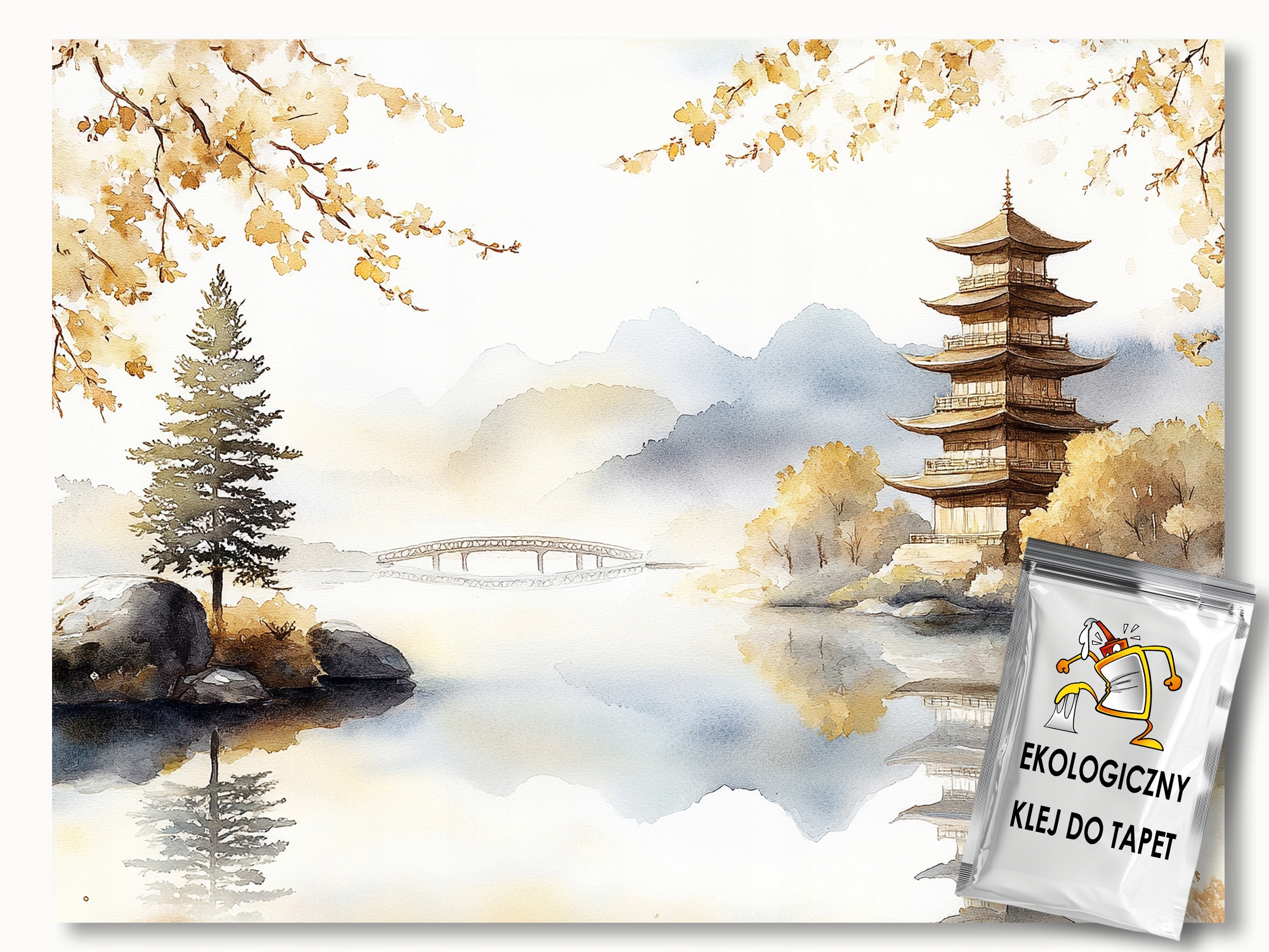 Fototapeta Flizelina Asie Orientní Krajina Pagoda Jezero Most 300x210 lepidlo