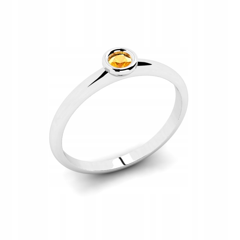 

Pierścionek Z Białego Złota Z Cytrynową Cyrkonią