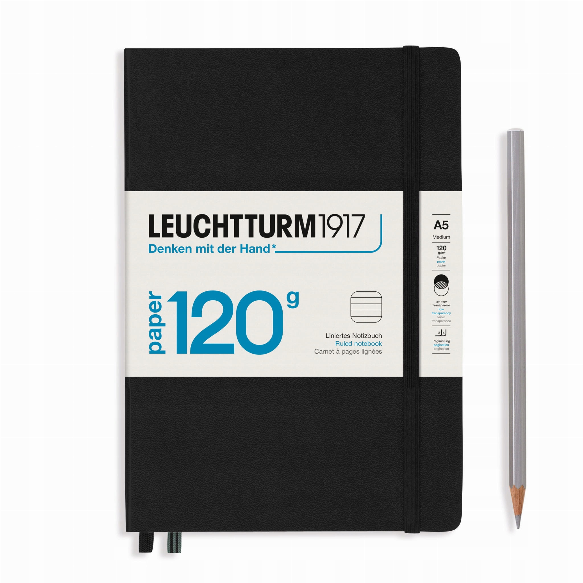Notatnik Leuchtturm1917 Medium A5, 120g, Linie, Czarny
