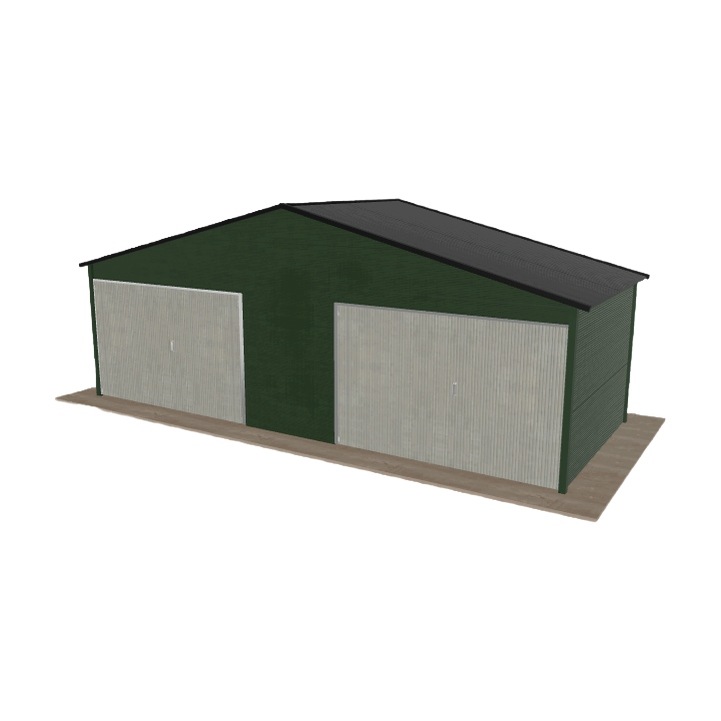 Plechová garáž 7.5x3 m dvoupolohová, dvoupolohová, zelená