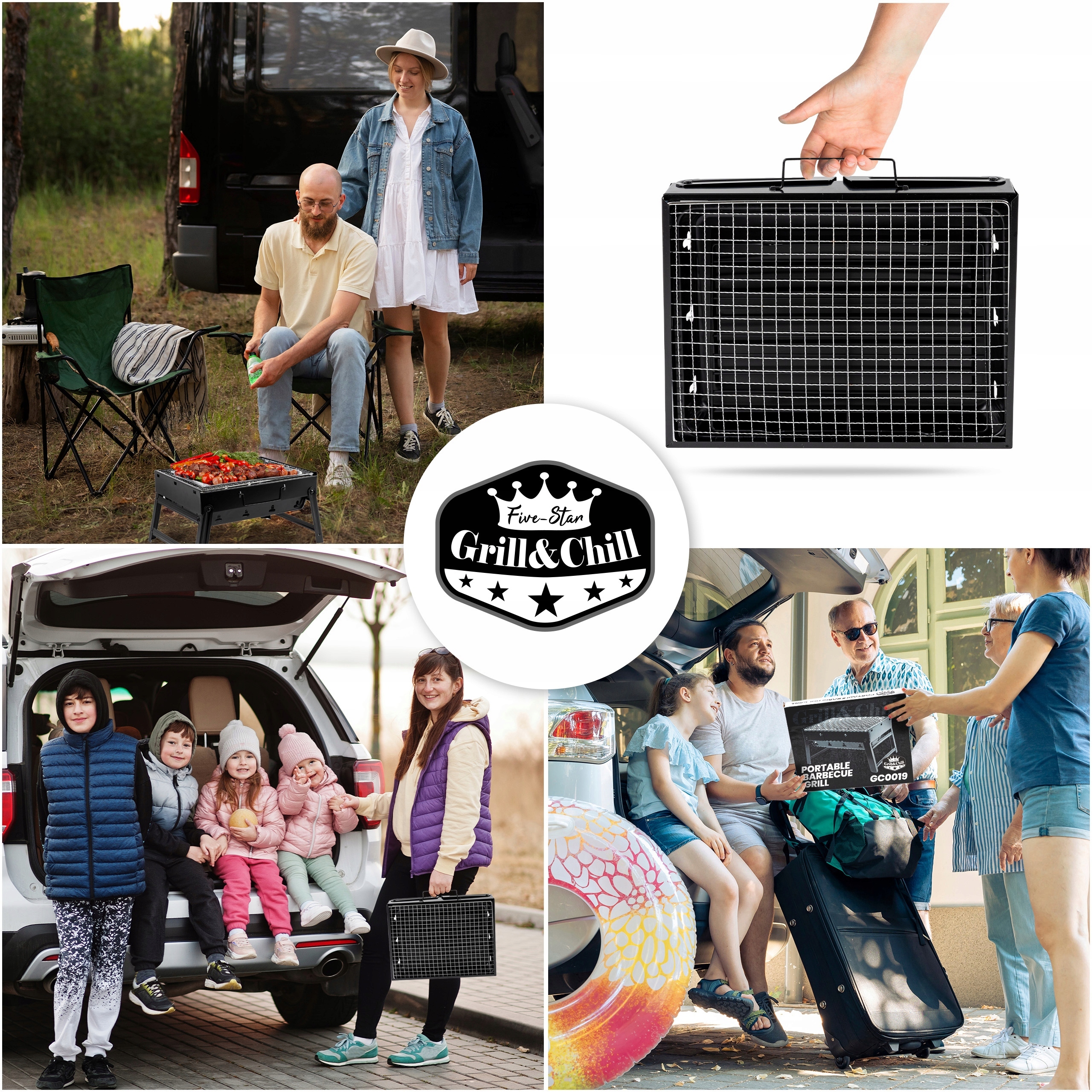 GRILL TURYSTYCZNY PRZENOŚNY SKŁADANY WALIZKA KEMPINGOWY RUSZT GRILL&CHILL Szerokość grilla 35 cm