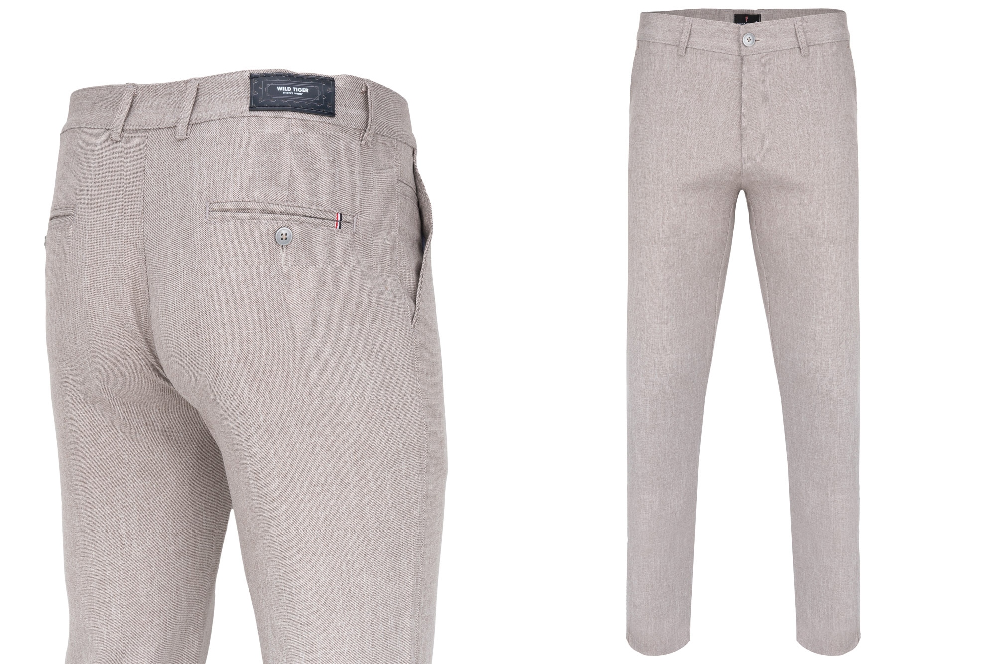 Pánské Kalhoty Chinosy Elegantní, Hladké, Tenké, Béžové, Velikost 42/32