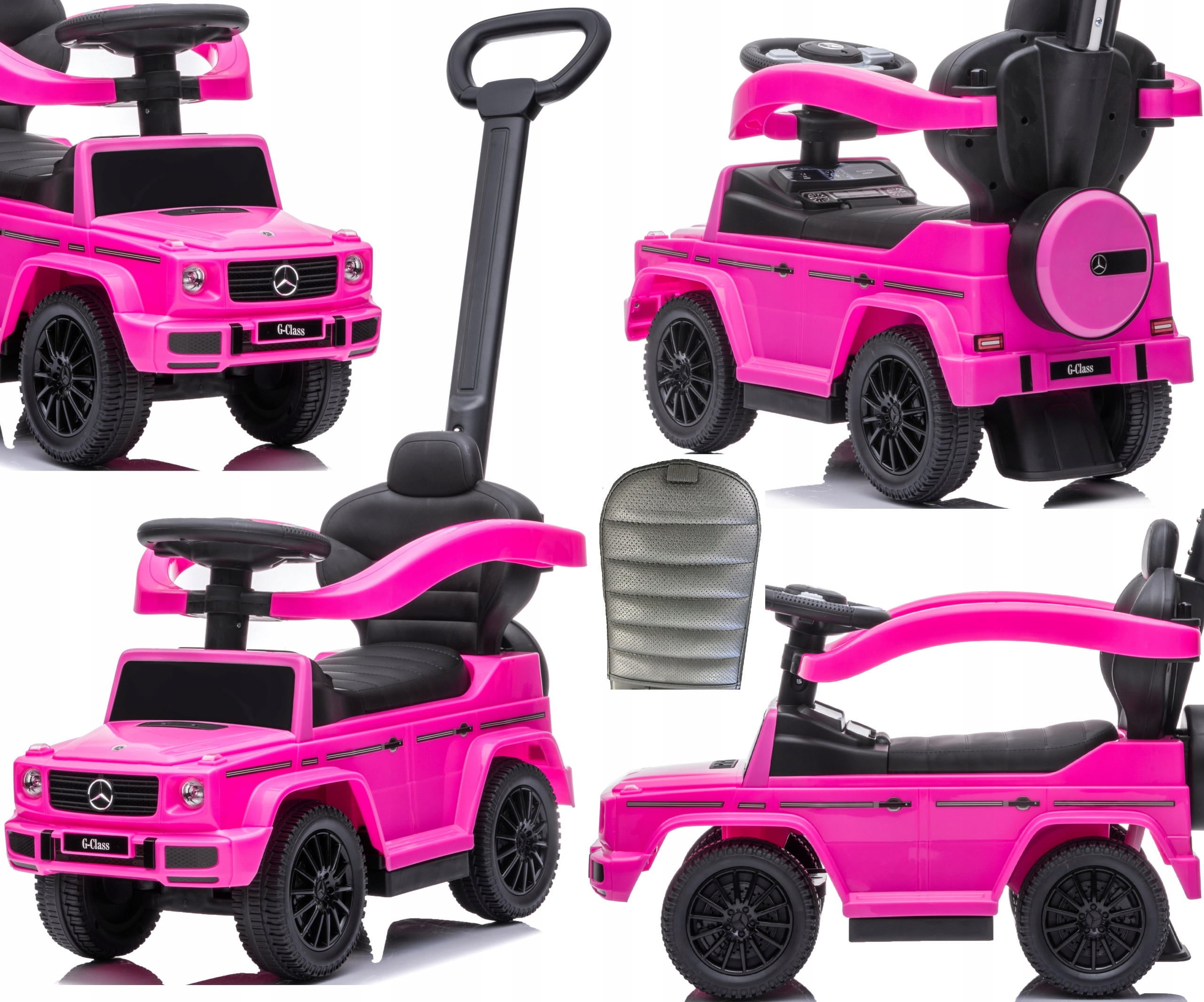 Mercedes-benz G350D Jeździk Pchacz Chodzik Dźwięk Skóra Gumowe Koła Miękkie