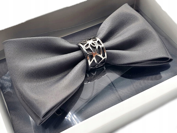 MUCHA MUSZKA MĘSKA SZARA + METAL + POSZETKA